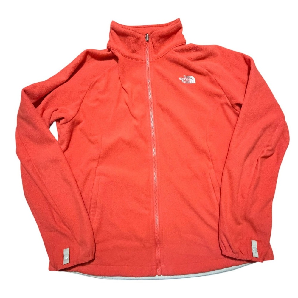 The North Face TKA 100 Fleece Jacket Womens Large Coral Pink Full Zip Mock Neck